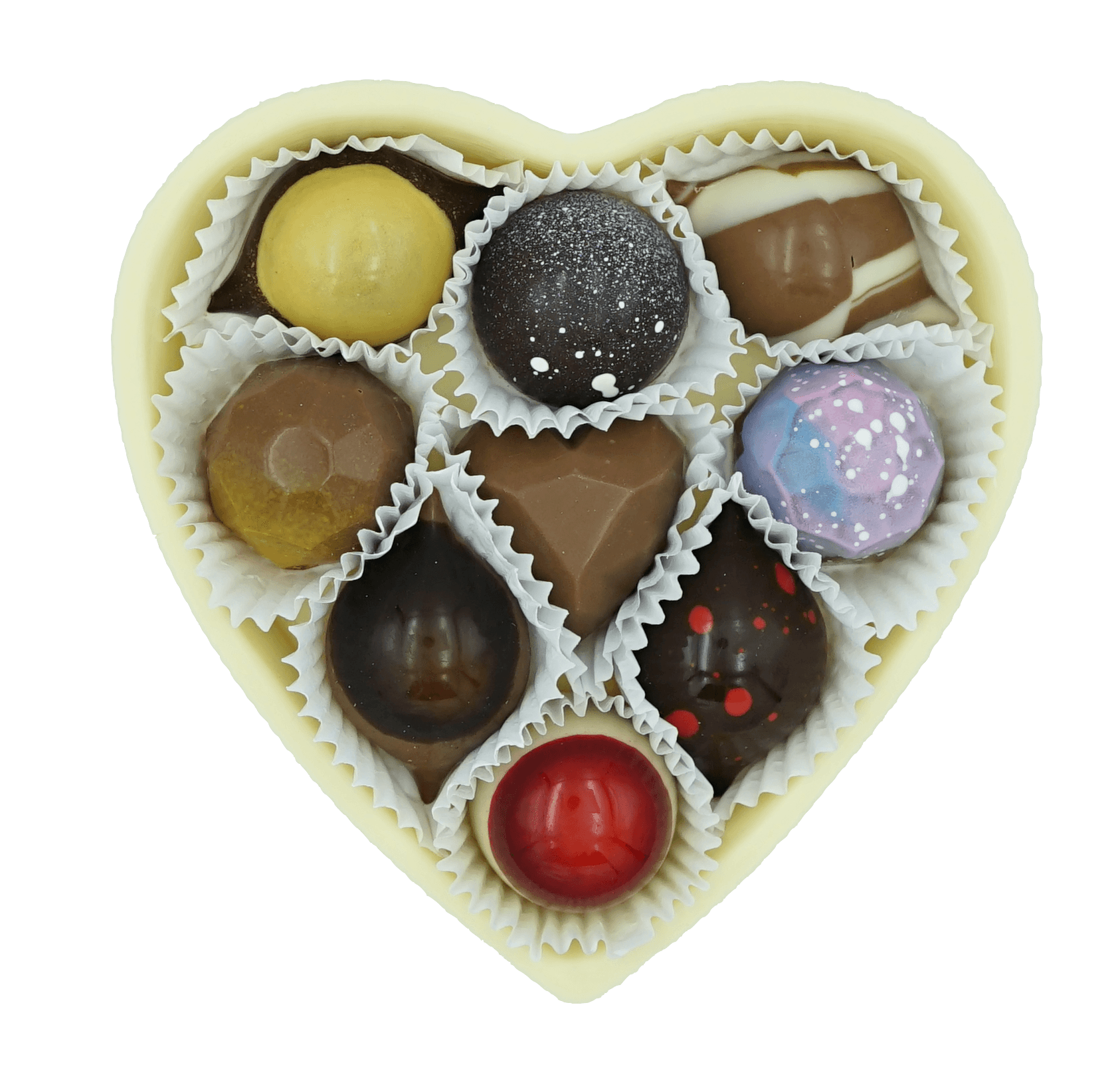 9 PC White Chocolate Heart Box